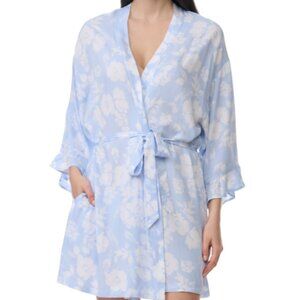 Splendid Women's Printed Ruffled 3/4-Sleeve Robe - Shadow Floral Size S/M